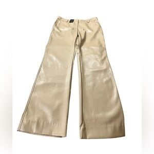 The Reset Taupe Tan Vegan Leather Trousers Size M New Brown Pants Slacks